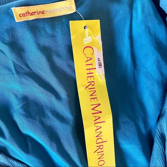 CATHERINE MALANDRINO NWT Blue Star Embroidered Silk Top Size Small - Picture 6 of 9